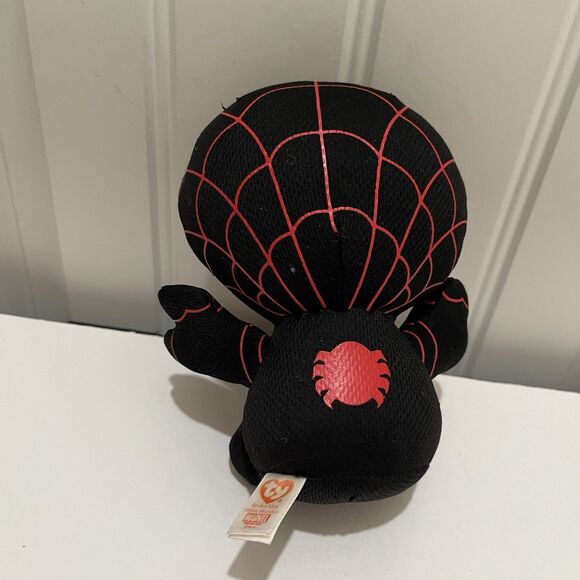 TY Spider-Man Plush 6" Black Red Miles Morales Silver Glittery Eyes - Picture 5 of 8